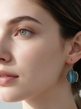 925 silver cal silica stone earrings